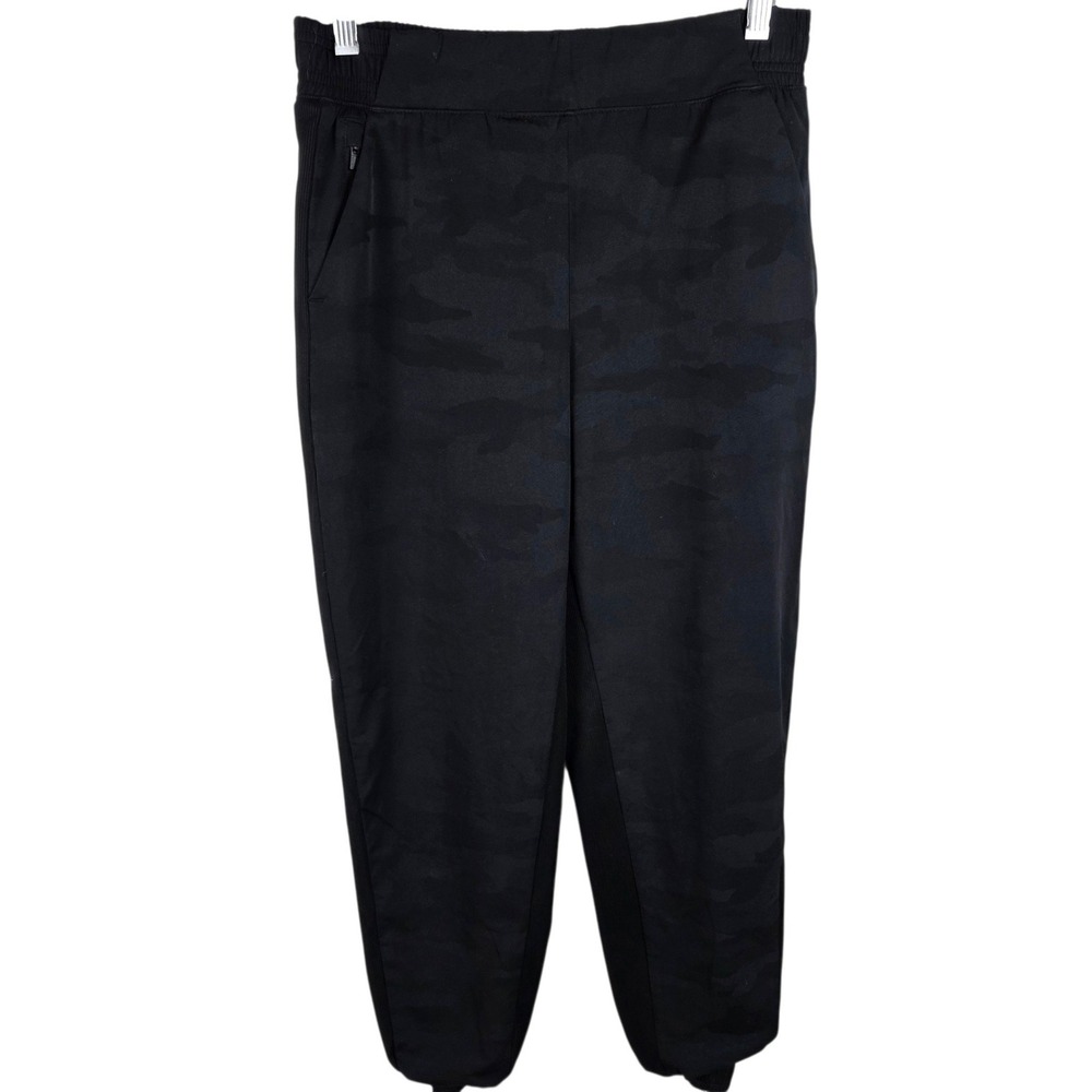 Athleta Brooklyn Lined Camo Jogger Women 6 Black Excellent Tapered Activewear